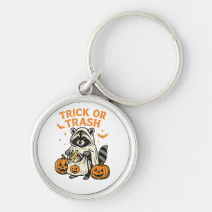 Funny Raccoon Trick oder Trash Halloween Schlüsselanhänger