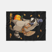 Funny Raccoon Turkey Pumpkin Thanksgiving Gift Men Fleecedecke (Vorderseite (Horizontal))