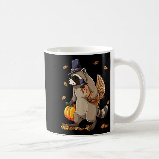 Funny Raccoon Turkey Pumpkin Thanksgiving Gift Men Kaffeetasse (Rechts)