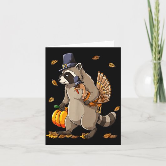 Funny Raccoon Turkey Pumpkin Thanksgiving Gift Men Karte (Vorderseite)