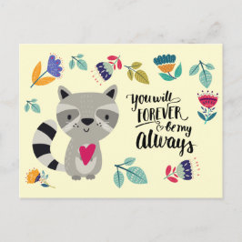 Funny Raccoon Valentinstag Feiertagspostkarte