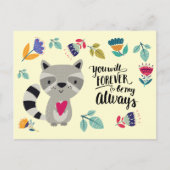 Funny Raccoon Valentinstag Feiertagspostkarte (Vorderseite)