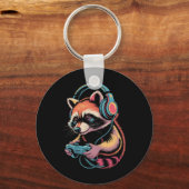 Funny Raccoon Video Gamer Raccoon Schlüsselanhänger (Vorderseite)