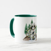 Funny Raccoon Weihnachten Zwei-Tone-Kaffee-Tasse Tasse (Vorderseite Links)