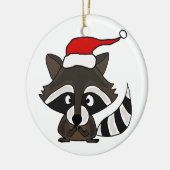 Funny Raccoon Weihnachtsmannmütze Weihnachten Kuns Keramikornament (Links)