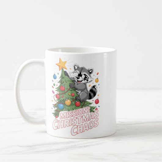 Funny Raccoon Weihnachtsmüll Panda Xmas Kaffeetasse (Links)