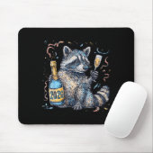 Funny Raccoon With Champagne Disco Ball New Years Mousepad (Mit Mouse)