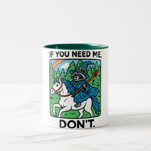 Funny Raccoon Wizard Trash Panda Coffee Hilarious Zweifarbige Tasse (Mittel)