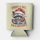 Funny Raccoon zuerst bin ich ein Freude Weihnachte Dosenkühler (Vorderseite)