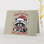 Funny Raccoon zuerst bin ich ein Freude Weihnachte Karte (Gelbe Blume)
