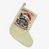Funny Raccoon zuerst bin ich ein Freude Weihnachte Kleiner Weihnachtsstrumpf (Vorderansicht (hängend))