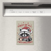 Funny Raccoon zuerst bin ich ein Freude Weihnachte Magnet (In Situ (Geschirrspüler))