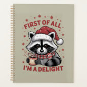 Funny Raccoon zuerst bin ich ein Freude Weihnachte Planer (Vorderseite)