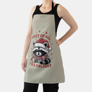 Funny Raccoon zuerst bin ich ein Freude Weihnachte Schürze