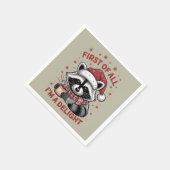 Funny Raccoon zuerst bin ich ein Freude Weihnachte Serviette (Ecke)