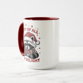 Funny Raccoon zuerst bin ich ein Freude Weihnachte Tasse (Vorderseite Links)