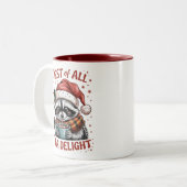 Funny Raccoon zuerst bin ich ein Freude Weihnachte Zweifarbige Tasse (Vorderseite Links)