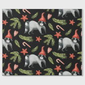 Funny Raccoons Black | Weihnachten Tree Wrapping P Geschenkpapier (Flach)