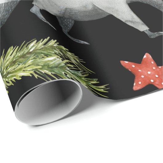 Funny Raccoons Black | Weihnachten Tree Wrapping P Geschenkpapier (Rolleneckpunkt)