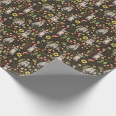 Funny Raccoons Vintag Illustration Muster Geschenkpapier (Ecke)