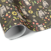 Funny Raccoons Vintag Illustration Muster Geschenkpapier (Rolleneckpunkt)