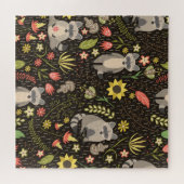 Funny Raccoons Vintag Illustration Muster Puzzle (Horizontal)