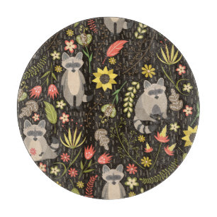Funny Raccoons Vintag Illustration Muster Schneidebrett