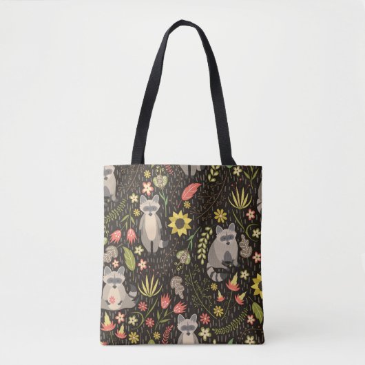 Funny Raccoons Vintag Illustration Muster Tasche (Vorderseite)
