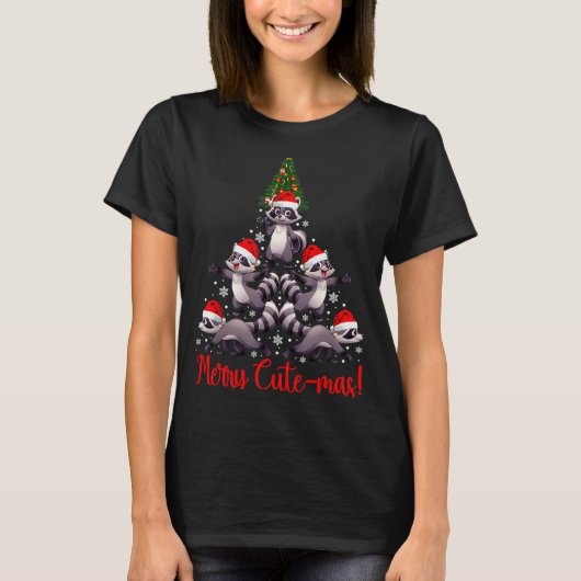 Funny Racoon Merry Cute-mas Racoon Family Christma T-Shirt (Vorderseite)