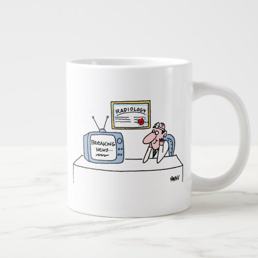 Funny Radiologe Cartoon Breaking News Jumbo-Tasse (Rechts)