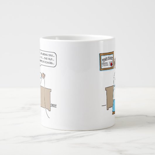 Funny Radiologist Singing Karaoke Song Cartoon Jumbo-Tasse (Vorderseite)