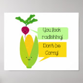 Funny Radish and Corn Vegetable Humor Poster (Vorne)