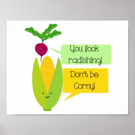 Funny Radish and Corn Vegetable Humor Poster (Vorne)