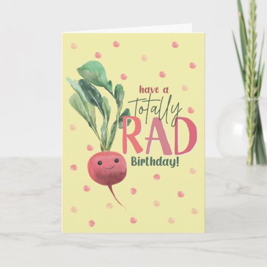 Funny Radish Birthday Card – Totally Rad Karte (Vorderseite)