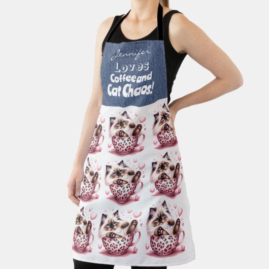 Funny Ragdoll Cat Coffee All-Over Print Schürze (InSitu)