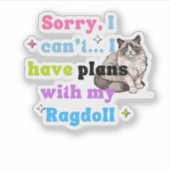 Funny Ragdoll Cat Lover, Custom Cut Vinyl Sticker (Vorderseite)