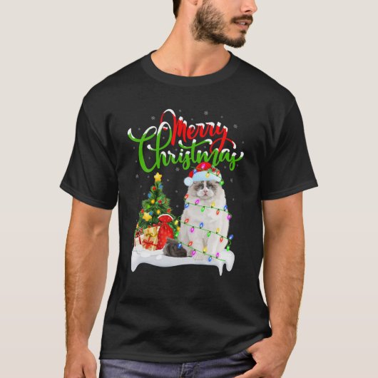 Funny Ragdoll Cat Lover Xmas Lighting Ragdoll Cat T-Shirt (Vorderseite)