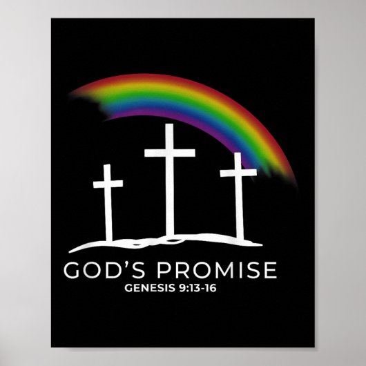 Funny Rainbow Christ Cross - Christian Quote God's Poster (Vorne)