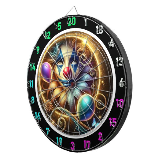 Funny Rainbow Clown Dartboard mit Balloons Dartscheibe (Vorderseite rechts)