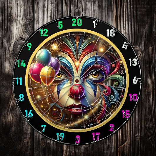 Funny Rainbow Clown Dartboard mit Balloons Dartscheibe
