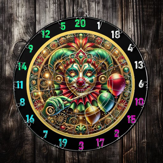 Funny Rainbow Clown Dartboard mit Balloons Dartscheibe