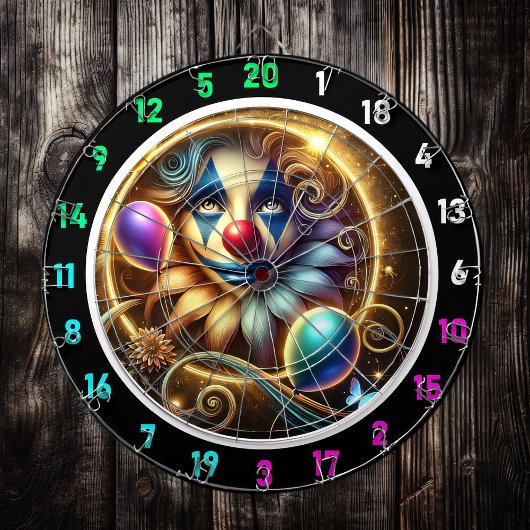 Funny Rainbow Clown Dartboard mit Balloons Dartscheibe