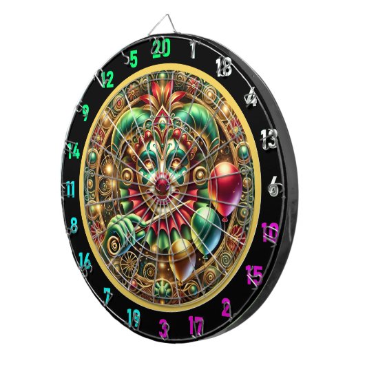 Funny Rainbow Clown Dartboard mit Balloons Dartscheibe (Vorderseite rechts)