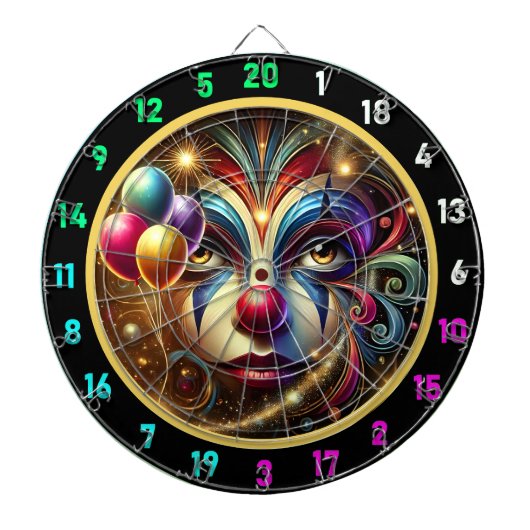 Funny Rainbow Clown Dartboard mit Balloons Dartscheibe (vorne)