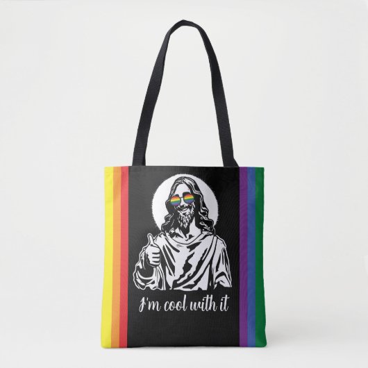 Funny Rainbow Flag Hippie Jesus Gay Pride Tasche (Vorderseite)