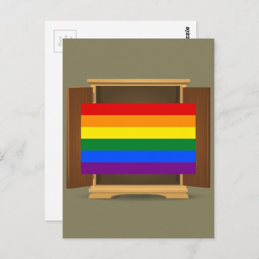 Funny Rainbow Flag LGBT kommt aus dem Schrank Postkarte (Vorne/Hinten)