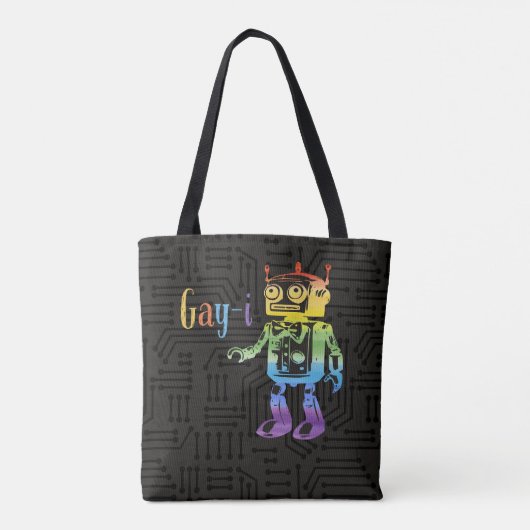 Funny Rainbow Gay Pride AI Robot Pun Joke Tasche (Rückseite)