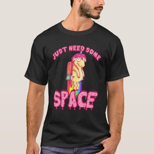 Funny Rainbow Rocket Unicorn T-Shirt (Vorderseite)