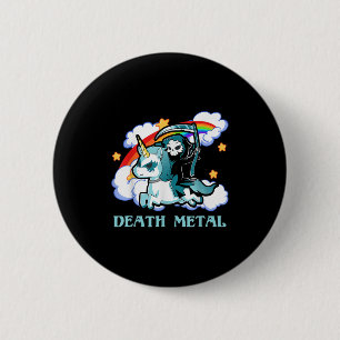 Funny Rainbow Skeleton Unicorn Death Metal Music F Button