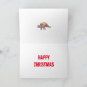 Funny Rainbow Stegosaurus Weihnachtsdinosaurier Karte (Innenseite)